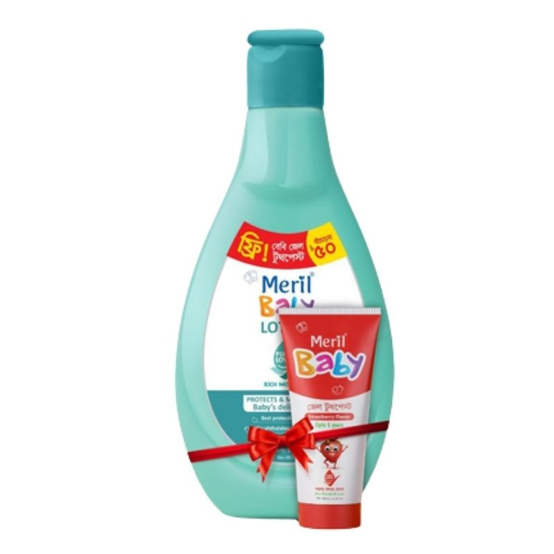 Meril Baby Lotion 200ml (Free Meril baby Gel toothpaste 20gm)