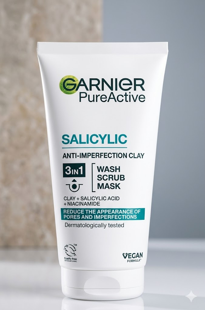 Garnier Pure Active Salicylic Anti-Imperfection Clay 3in1 Wash Scrub Mask 150ml