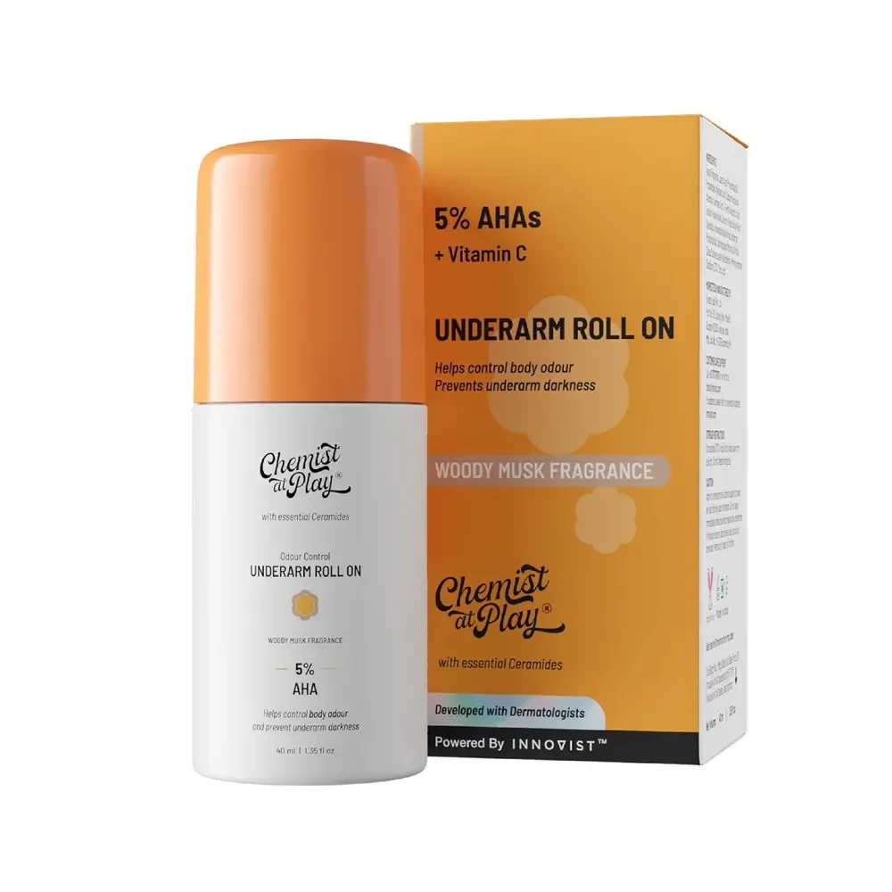 Chemist at Play 5% AHAs + Vitamin C Underarm Roll On (Woody Musk Fragrance) - 40ml